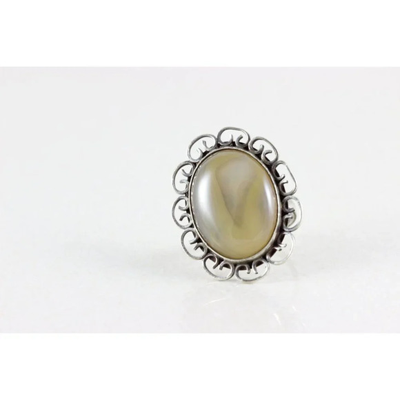 Sterling Silver Agate Ring Size 6 3/4 Large ring - Picture 6 of 7
